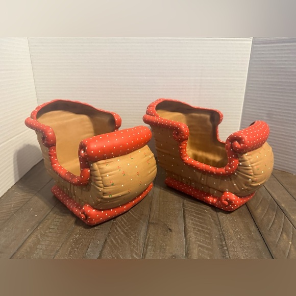 Other - Vintage Kimple Mold Ceramic Sleigh Set - Hand Painted Polka Dot
